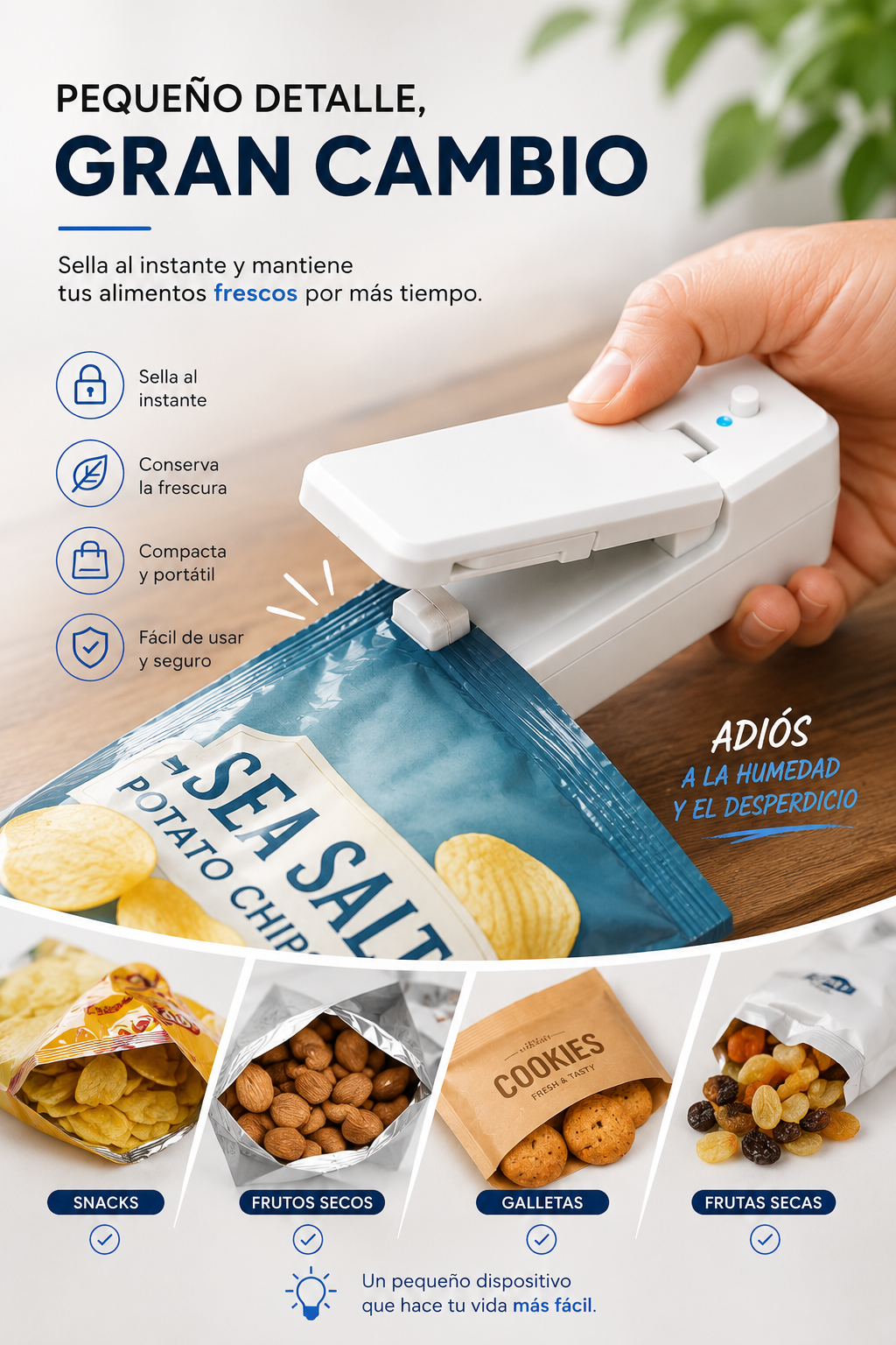 FreshSeal™ | Sellador de Bolsas Portátil Recargable